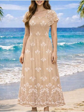 Floral Print Short Sleeved Summer Dress